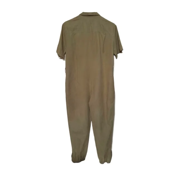MONROW Utility Jumpsuit Revolve Olive Green Khaki Zip-Up Ankle Jogger Style M - Picture 3 of 10